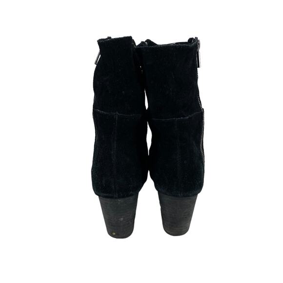 ADAM TUCKER 9M Isadora Black Suede Leather Double Zipper Boots Bootie Heel - Picture 14 of 16